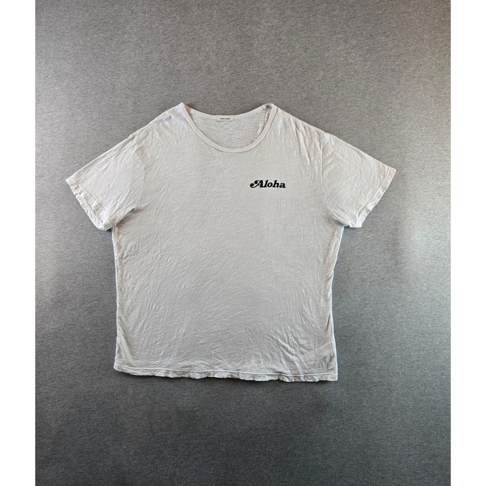 Hiro Clark T-Shirt Mens XL White Aloha Graphic Slub Cotton Short Sleeve